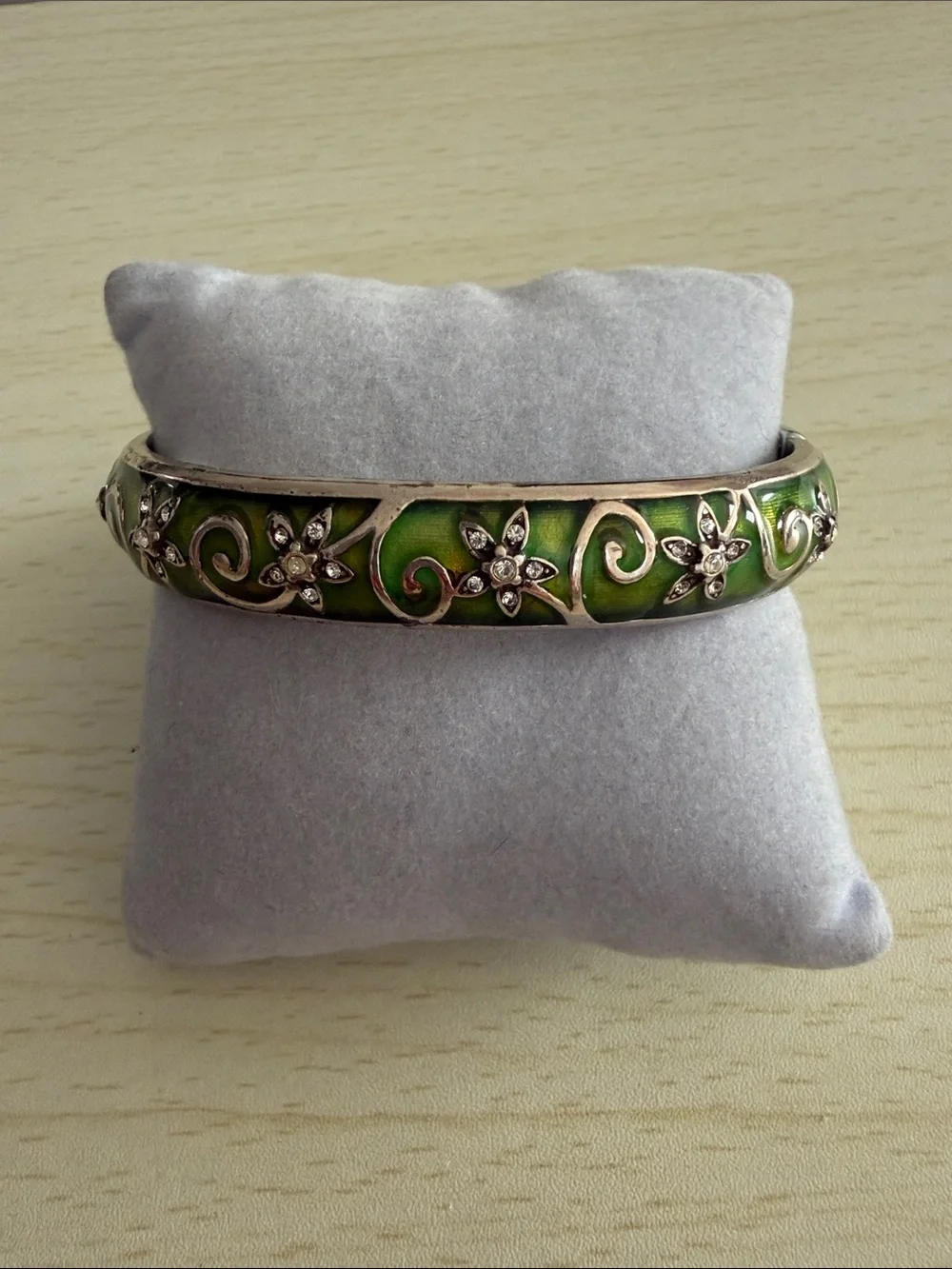 Brighton Green Floral Crystal Enamel Bangle Bracelet